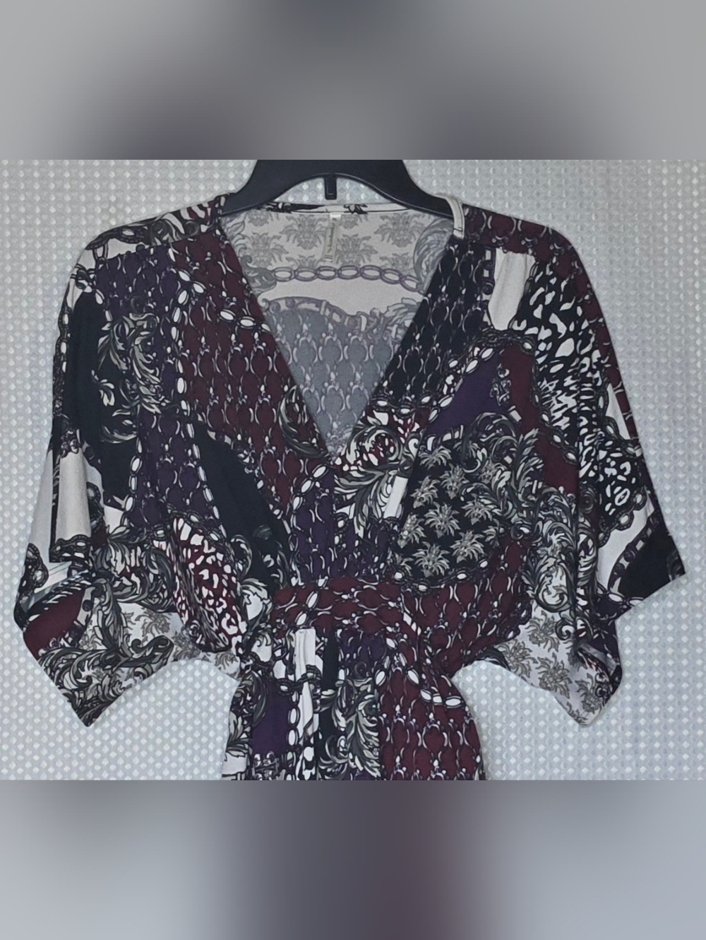 Whimsigoth Boho Wrap Blouse Cinch Waist Top Dark Academia Vibe XL - Picture 7 of 12